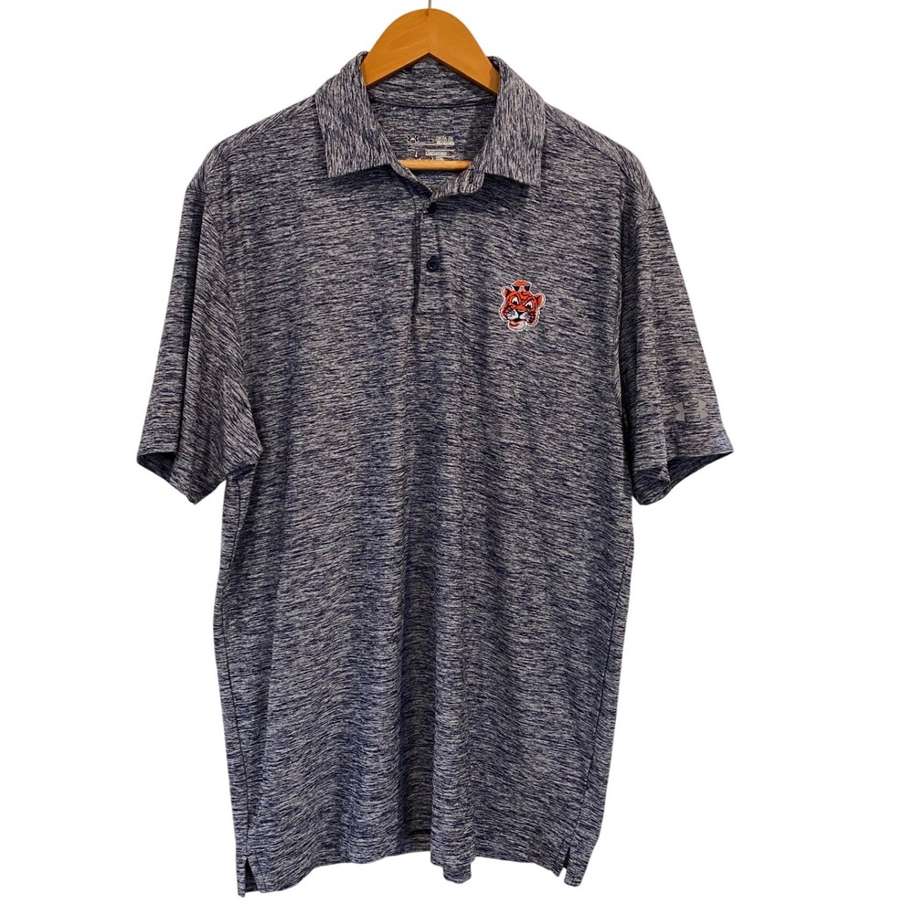 Under Armour Auburn Tigers HeatGear Polo Shirt Mens Large Tall Navy Space Dye